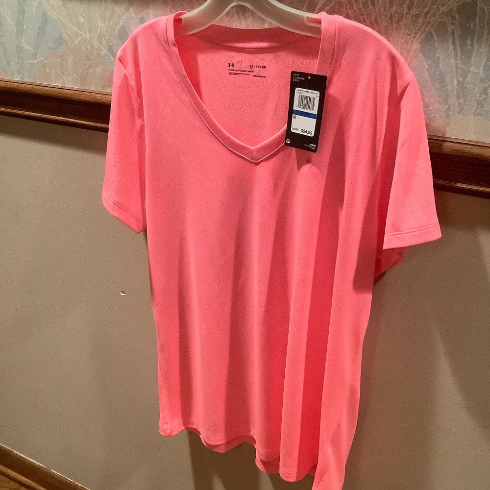 NWT Beautiful bright pink on pink Under Armour shirt